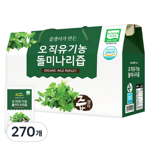 즙쟁이 오직 유기농 돌미나리즙, 80ml, 270개