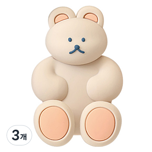 도낫도낫 실리콘 칫솔걸이, 밀크티, 3개