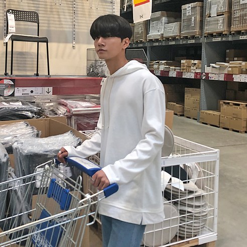 머시따 오버핏 레이어드 무지 후드티