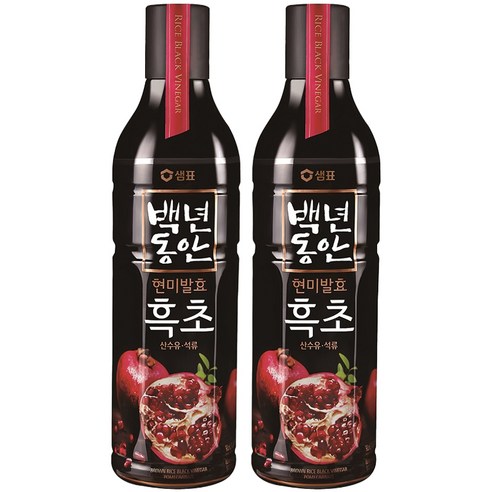 샘표 백년동안 현미발효 흑초 산수유 석류, 900ml, 2개