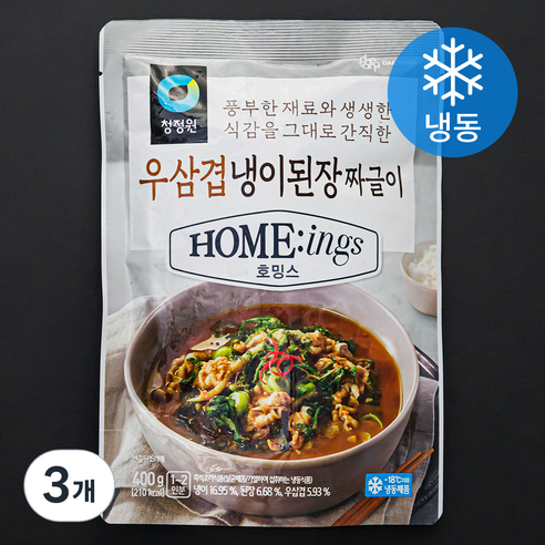 청정원 호밍스 우삼겹 냉이된장 짜글이 1~2인분 (냉동), 400g, 3개