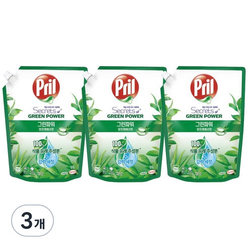 프릴 그린파워 알로에 베라 주방세제, 1L, 3개
