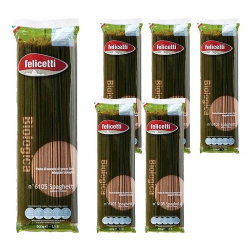 펠리체티 유기농 통밀 스파게티, 500g, 6개