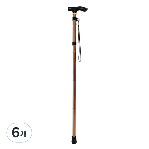 접이식 4단 효도 일자 휴대용 지팡이, 브라운, 6개