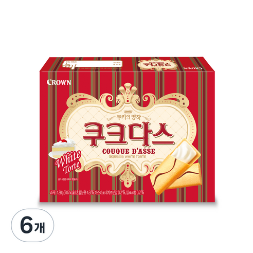 크라운 쿠크다스 화이트토르테, 289g, 6개
