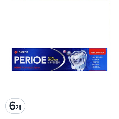 페리오 뉴 후레쉬 알파 치약, 170g, 6개