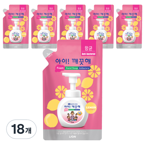 아이깨끗해 핸드워시 레몬향 리필, 200ml, 18개
