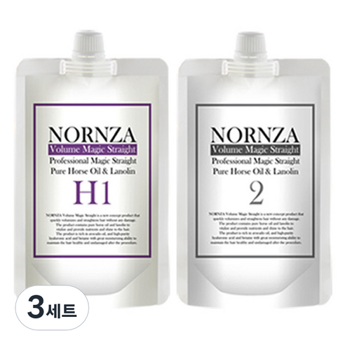 노른자 볼륨매직 스트레이트 파마약 H1 일반모 1제 200g + 2제 200g 세트, 3개, 400g