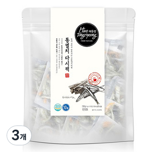 해통령 통멸치 다시팩 10p, 150g, 3개