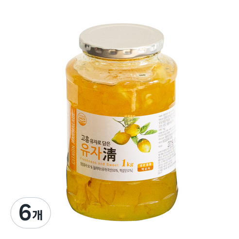 딜리프 고흥유자로 담은 유자청, 1kg, 6개