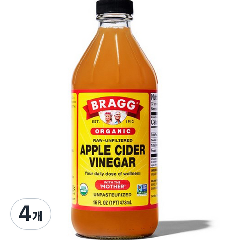 브래그 사과 식초, 473ml, 4개