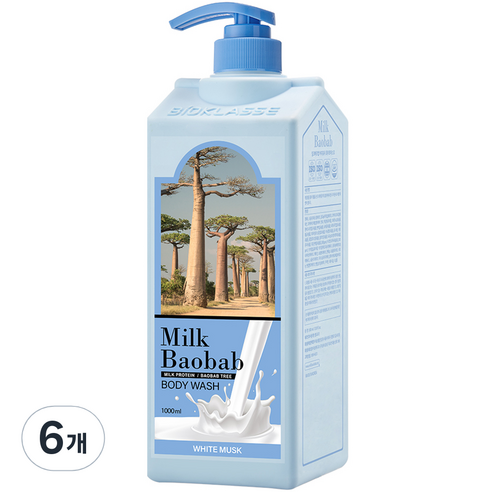 밀크바오밥 대용량 바디워시 화이트머스크향, 1000ml, 6개