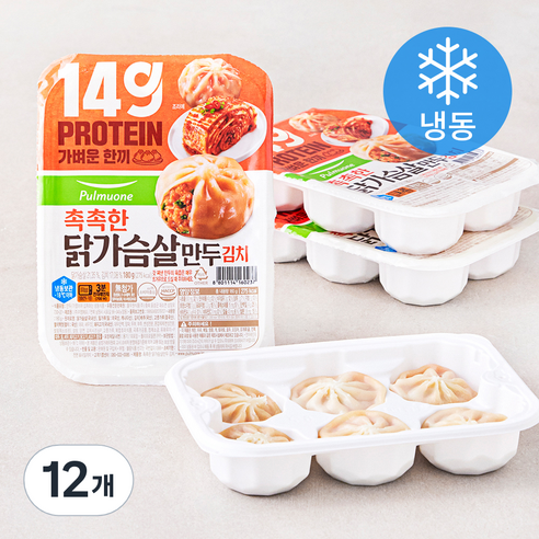 풀무원 촉촉한 닭가슴살 만두 김치 6입 (냉동), 12개, 180g