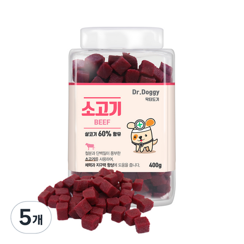 닥터도기 져키 강아지 간식, 소고기맛, 400g, 5개