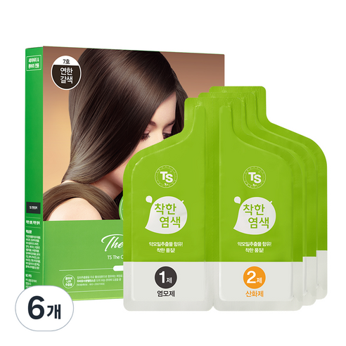 TS 더착한 염색 파우치형 120g, 7호 연한갈색, 6개