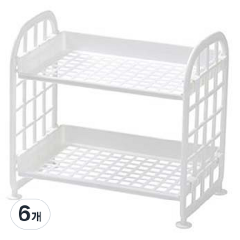 알포유 데스크탑 2단 접이식 수납랙, 6개, 6번 화이트