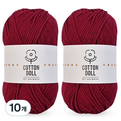 니뜨 코튼돌 뜨개실 50g, 10개, 18 와인