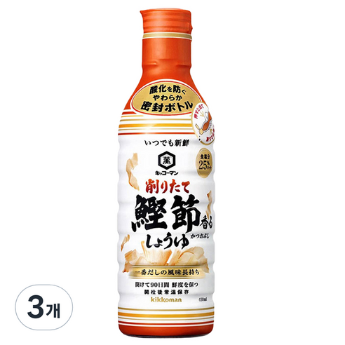 기꼬만 가쯔오부시 생간장 소스, 450ml, 3개