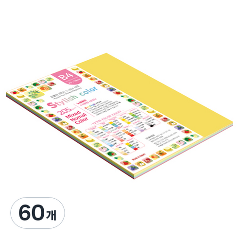 종이문화 SN 스타일리쉬 노멀 두꺼운 혼합색지 205g 12 Vivid Tone, 60개, B4