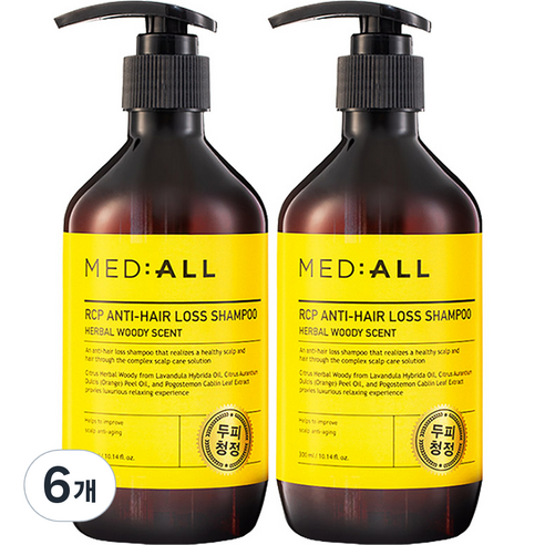 메디올 알시피 안티 헤어 로스 두피청정 샴푸 우디향, 6개, 300ml