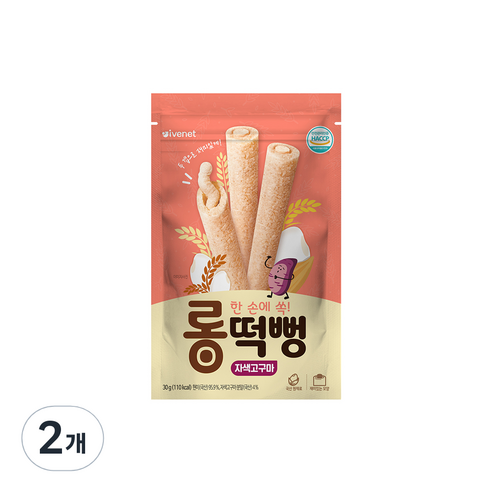 아이배냇 유아용 롱떡뻥 씰과자 30g, 자색고구마맛, 2개