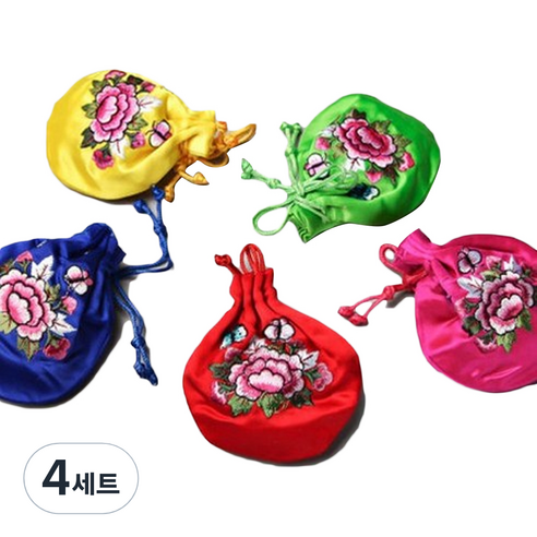 팔복상회 목단 수 오곡주머니 5p, 혼합 색상, 4세트