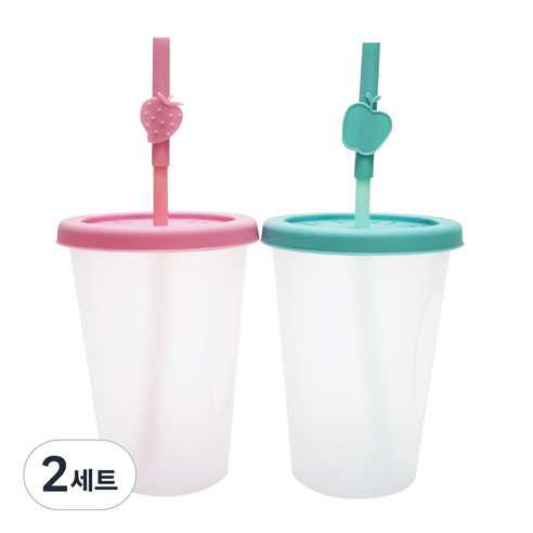 아가프라 심쿵 빨대컵 S A타입 2종 세트 400ml, 민트, 핑크, 2세트
