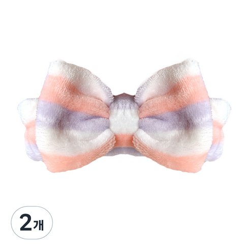 데일리프렌즈 프리미엄 세안 헤어밴드, 코랄 스트라이프, 2개