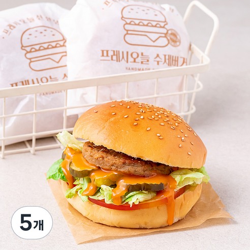 프레시오늘 신선냉장 우리한돈 불닭마요 수제버거 2개입, 338g, 5개