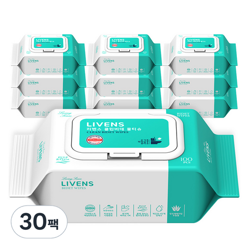 리벤스 소프트 클린 화장실 비데티슈 캡형, 55g, 100매, 30개