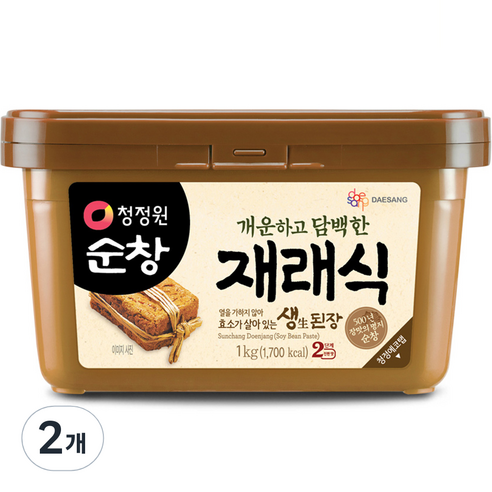 청정원순창 재래식 생된장, 1kg, 2개