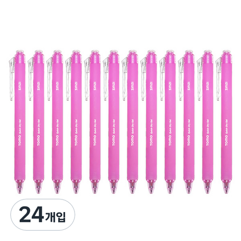 신지 토모 퀵 드라이 중성 젤펜 0.38mm, 핑크, 24개입