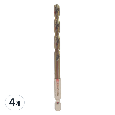 워크프로 육각코발트 드릴 스텐기리 6.5mm WP400314, 4개