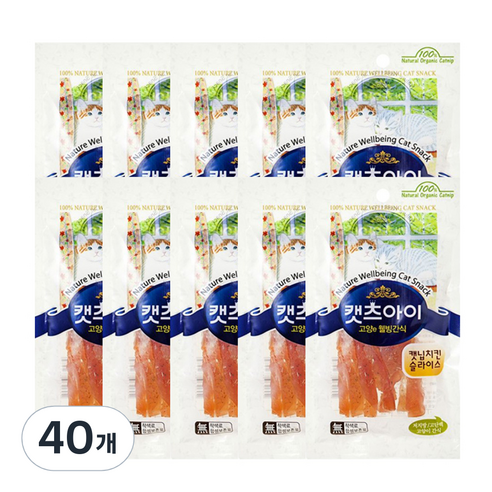 캣츠아이 고양e 웰빙 간식, 캣닙치킨슬라이스, 27g, 40개