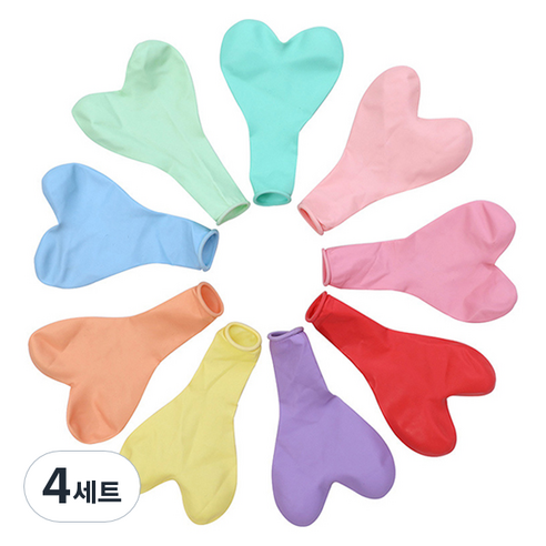 마켓감성 하트 생일풍선 100p 세트, 혼합색상, 4세트