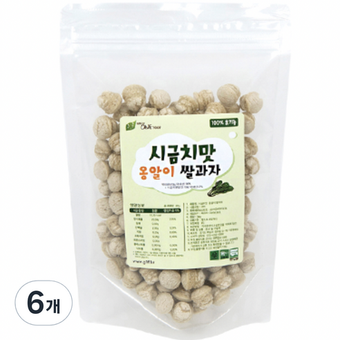 그린원푸드 유기농 옹알이 유아 쌀과자, 시금치맛, 30g, 6개