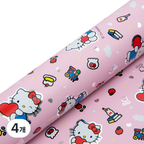 산리오 헬로키티 메탈롤 포장지 중, 핑크, 4개