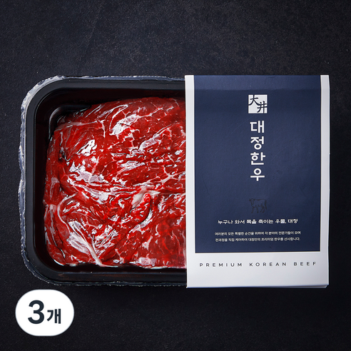 대정한우 국내산 한우 정육 불고기 2등급 (냉장), 300g, 3개
