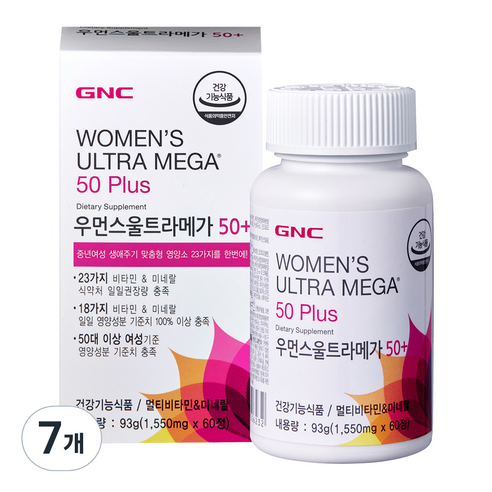 GNC 우먼스 울트라메가 50플러스 멀티비타민, 60정, 7개