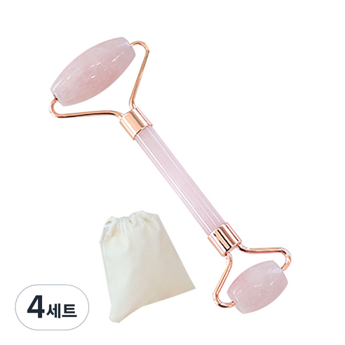 호스커스 페이스롤러 + 파우치 세트, 4세트, 로즈쿼츠