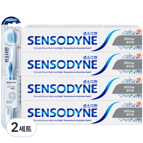 센소다인 화이트 치약 113g x 4p + 화이트 칫솔 랜덤 발송 세트, 2세트