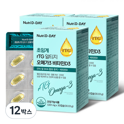 뉴트리디데이 초임계 알티지 오메가3 비타민D3, 30정, 12개