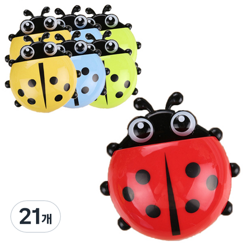 블럭마트 무당벌레 칫솔걸이, 랜덤 발송, 21개