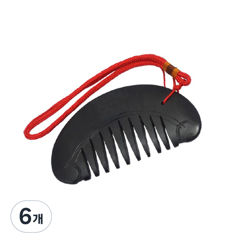 라이프포인트 괄사 지압 마사지기, 6개, 블랙(반원빗)