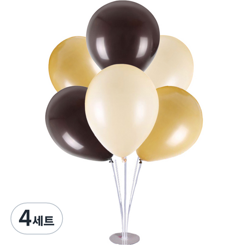 미미파티 생일 파티 풍선 6p + 멀티 스탠드 세트, 브라운, 4세트