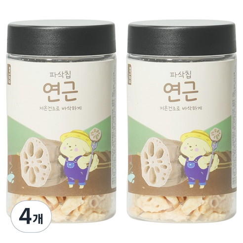 댕댕이연구소 강아지 디디랩 파삭칩 저온건조 과일 채소 간식, 4개, 50g, 연근