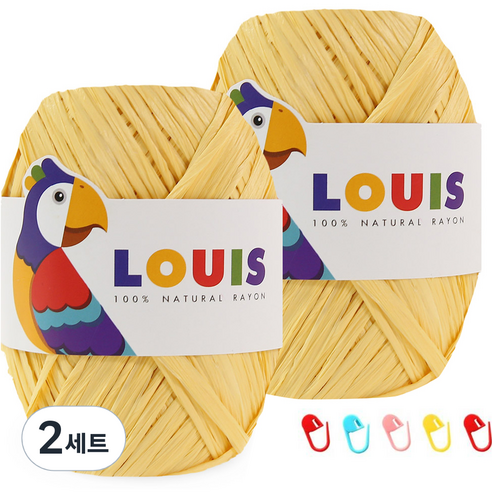 니뜨 루이 45g x 2p + 단수링 5p 세트, 108 무광 옐로우(뜨개실), 랜덤발송(단수링), 2세트