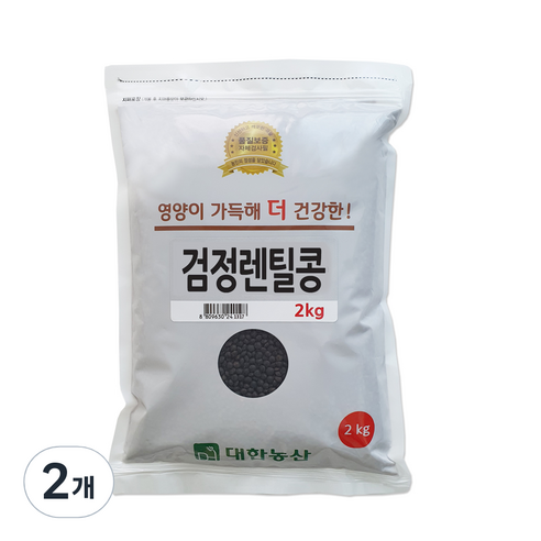 대한농산 검정렌틸콩, 2개, 2kg