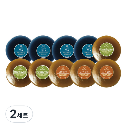 프로버블리 프리미엄 중성비누 10p 세트 1100g 청대 4p + 어성초 3p + 편백 3p, 2세트