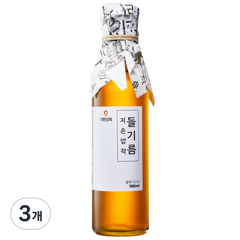 대현상회 저온압착 들기름, 3개, 180ml